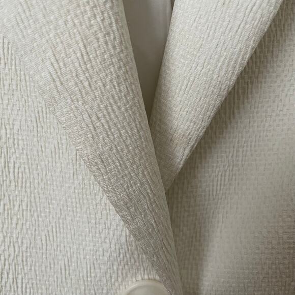 Reiss Blazer Womens Size 10 Cream Textured Knit Quiet Luxury Minimaist Preppy - Picture 12 of 15